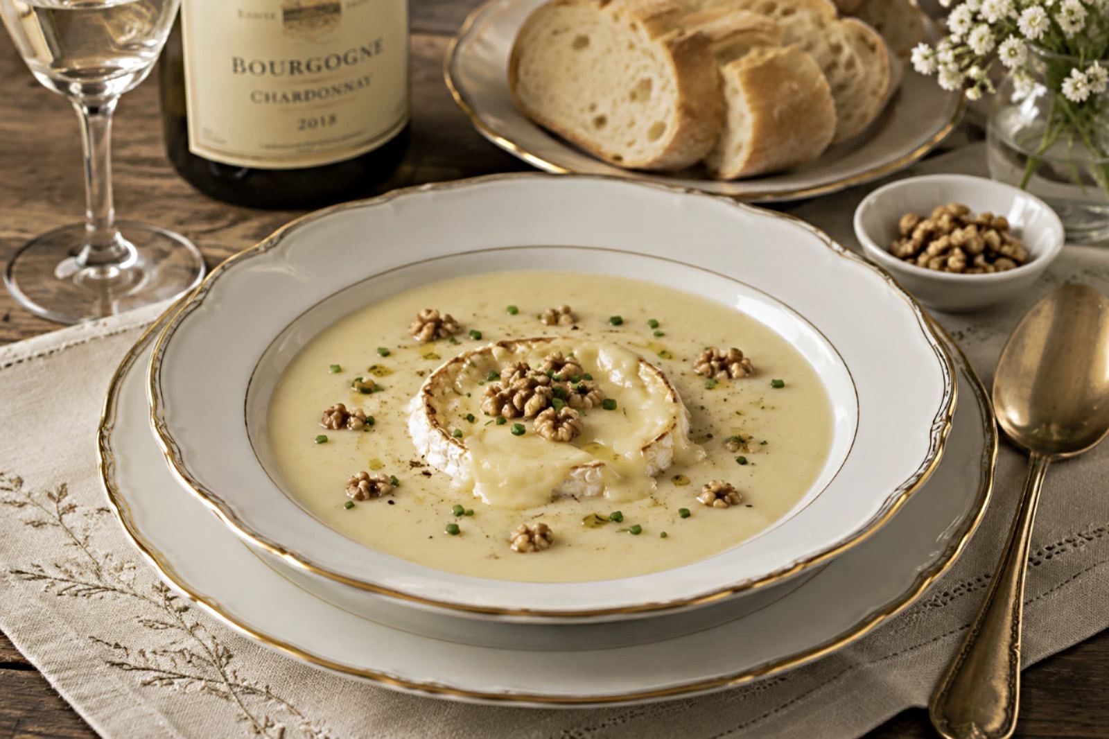 Velouté of Cauliflower with Roasted Camembert
