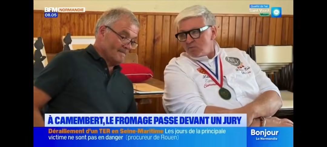 Television interview about the Camembert cheese judging panel, broadcast on BFM Normandie