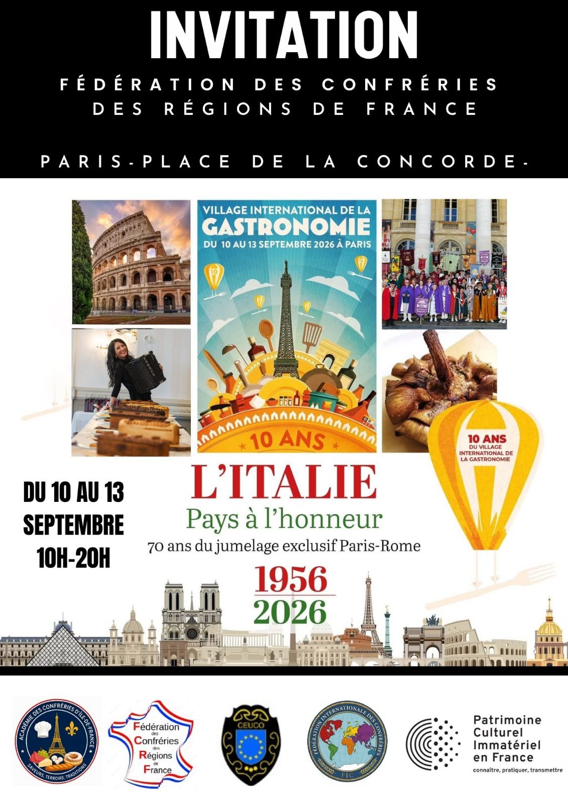 Invitation to the Village International de la Gastronomie, Paris, Place de la Concorde, 10–13 September 2026