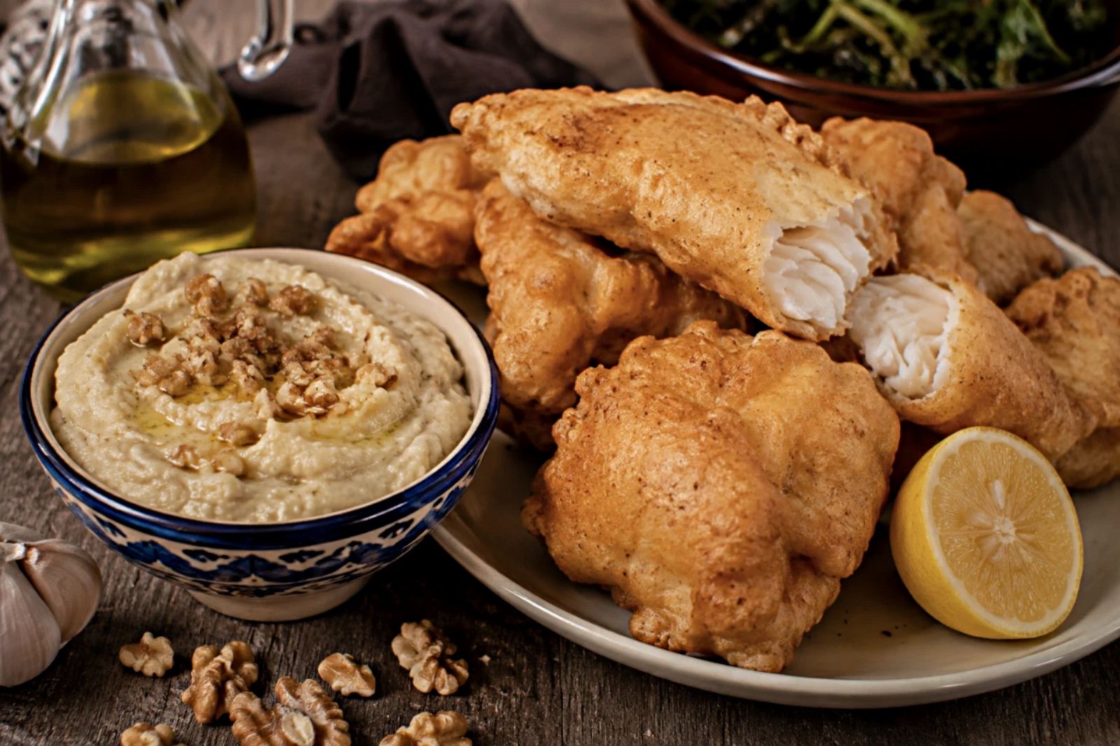 Cod with Walnut Skordalia