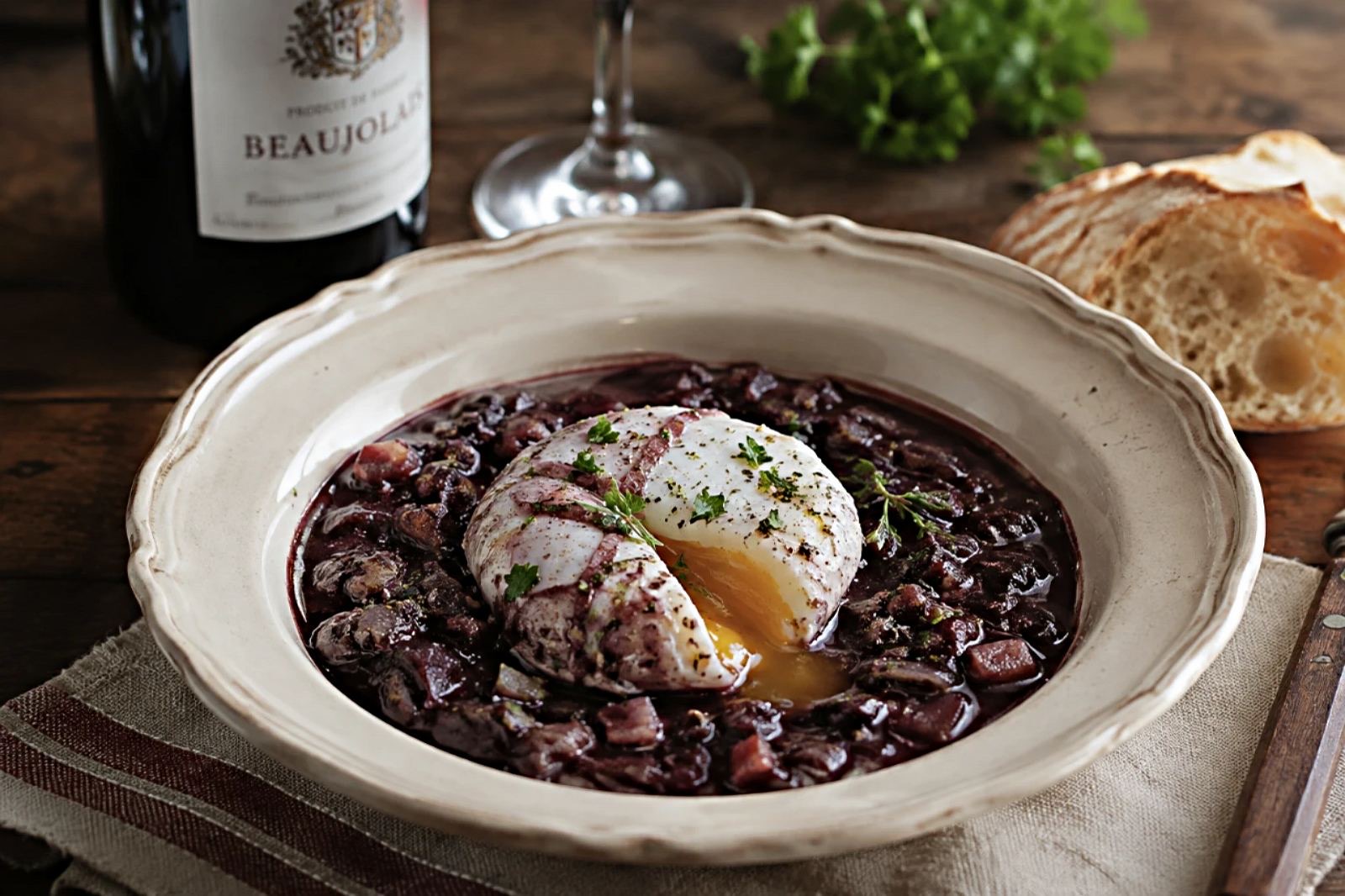 Œufs en Meurette Beaujolaise